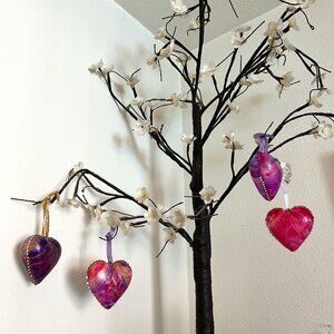 4 Acrylic Pour Heart Ornaments SOLD